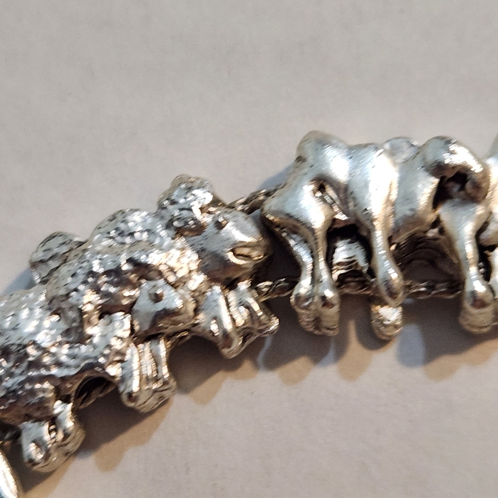Vintage Noah's Ark theme slide bracelet Silver Colored sheep camel elephant dove - Picture 14 of 16